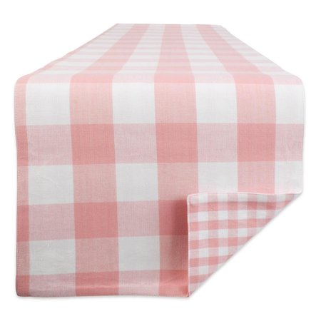DESIGN IMPORTS 14 x 108 in. Pink & White Reversible Gingham & Buffalo Check Table Runner CAMZ11745